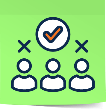 green sticky note with iconography