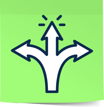 green sticky note with iconography